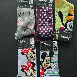Disney Crew Socks - Gray, Purple, Yellow, Black